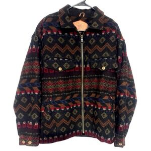 VTG Woolrich Wool Aztec Southwest Ranch Barn Chore Thick Coat Mens Large Vintage